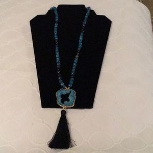 Panacea blue beaded necklace w/drop pendant. NWOT